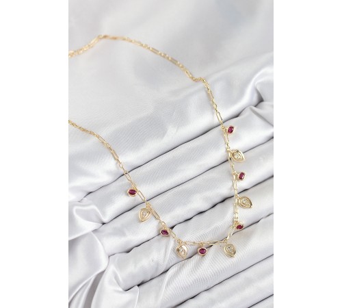 Pirinç Zirkon Taşlı Sallantılı Damla Model Gold Renk Kadın Kolye - TJ-BKO10495 Pirinç Zirkon Taşlı Sallantılı Damla Model Gold Renk Kadın Kolye - TJ-BKO10495