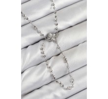 Pirinç Zirkon Taşlı Yonca Model Gümüş Renk Kadın Y Kolye - TJ-BKO10498