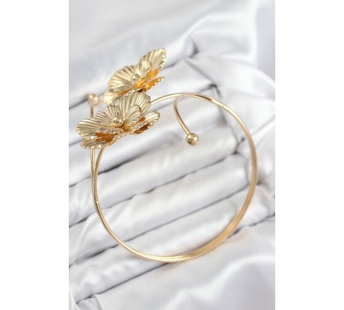 Pirinç Çiçekli Model Gold Renk Kadın Pazu Bileklik - TJ-BB7793