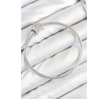 Pirinç Charm Zirkon Taşlı Yıldız Model Gümüş Renk Kadın Bileklik - TJ-BB7804