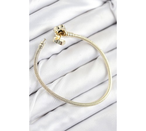 Pirinç Charm Zirkon Taşlı Yonca Model Gold Renk Kadın Bileklik - TJ-BB7806 Pirinç Charm Zirkon Taşlı Yonca Model Gold Renk Kadın Bileklik - TJ-BB7806