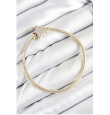 Pirinç Charm Zirkon Taşlı Yıldız Model Gold Renk Kadın Bileklik - TJ-BB7810