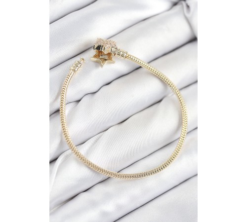 Pirinç Charm Zirkon Taşlı Yıldız Model Gold Renk Kadın Bileklik - TJ-BB7810