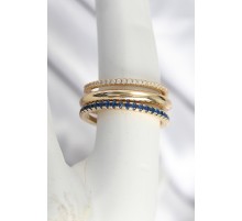 Pirinç Gold Renk Zirkon Taşlı 4'Lü Kadın Yüzük - TJ-BYK3830