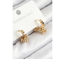 316L Çelik Boncuklu Halka Model Gold Renk Kadın Küpe - TJ-BKP11214