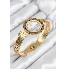 316L Çelik Zirkon Taşlı Çeyrek Takılabilir Gold Renk Kelepçe - TJ-BB7821