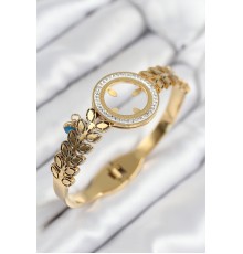 316L Çelik Zirkon Taşlı Çeyrek Takılabilir Gold Renk Kelepçe - TJ-BB7823