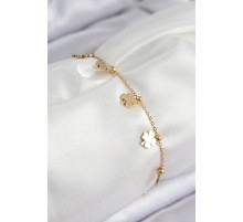 316L Çelik Sıralı Yonca Model Gold Renk Kadın Bileklik - TJ-BB7824