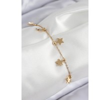 316L Çelik Sıralı Yıldız Model Gold Renk Kadın Bileklik - TJ-BB7825