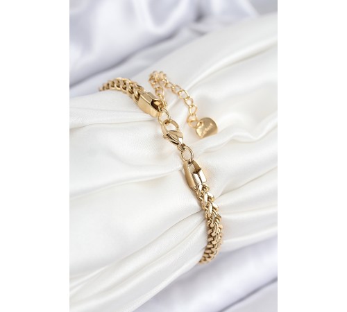 316L Çelik Örgü Zincir Model Gold Renk Kadın Bileklik - TJ-BB7839