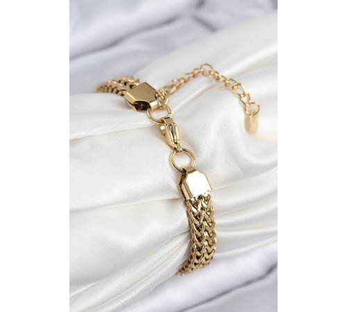 316L Çelik Örme Zincir Model Gold Renk Kadın Bileklik - TJ-BB7831
