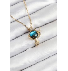 316L Çelik Zirkon Taşlı Gezegen Model Gold Renk Kadın Kolye - TJ-BKO10507