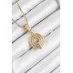 316L Çelik Zirkon Taşlı Çember Model Gold Renk Kadın Kolye - TJ-BKO10527