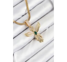 316L Çelik Zirkon Taşlı Melek Model Gold Renk Kadın Kolye - TJ-BKO10531