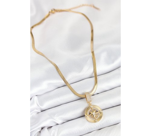 316L Çelik Zirkon Taşlı Pusula Model Gold Renk Kadın Kolye - TJ-BKO10532 316L Çelik Zirkon Taşlı Pusula Model Gold Renk Kadın Kolye - TJ-BKO10532