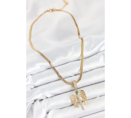 316L Çelik Zirkon Taşlı Melek Model Gold Renk Kadın Kolye - TJ-BKO10534 316L Çelik Zirkon Taşlı Melek Model Gold Renk Kadın Kolye - TJ-BKO10534