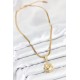 316L Çelik Zirkon Taşlı Güneş Model Gold Renk Kadın Kolye - TJ-BKO10535