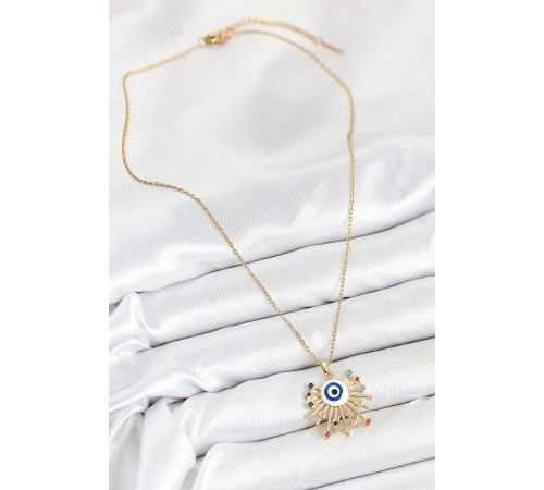 316L Çelik Zirkon Taşlı Nazar Model Gold Renk Kadın Kolye - TJ-BKO10544 316L Çelik Zirkon Taşlı Nazar Model Gold Renk Kadın Kolye - TJ-BKO10544