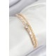 Pirinç Zirkon Taşlı Kalp Model Gold Renk Kadın Bileklik - TJ-BB7873