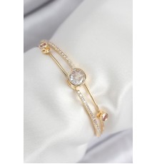 Pirinç Zirkon Taşlı Pırlanta Model Gold Renk Kadın Bileklik - TJ-BB7879
