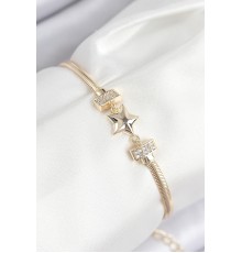 Pirinç Zirkon Taşlı Yıldız Model Gold Renk Kadın Bileklik - TJ-BB7899