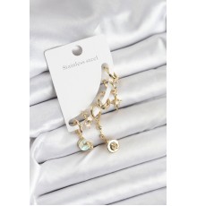 Pirinç Gold Renk Ay Model Kadın Set Küpe - TJ-BKP11219
