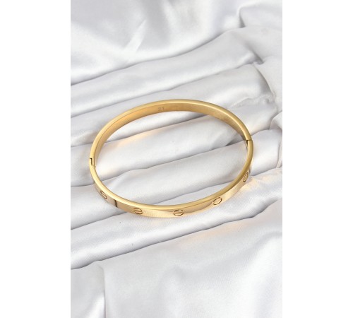 316L Çelik Gold Renk 65 mm Kadın Kelepçe Bileklik - TJ-BB7912