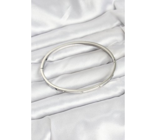316L Çelik Gümüş Renk 65 mm İnce Kadın Kelepçe Bileklik - TJ-BB7913