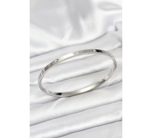 316L Çelik Gümüş Renk 65 mm İnce Kadın Kelepçe Bileklik - TJ-BB7913