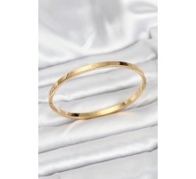 316L Çelik Gold Renk 65 mm İnce Kadın Kelepçe Bileklik - TJ-BB7915