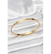 316L Çelik Gold Renk 65 mm İnce Kadın Kelepçe Bileklik - TJ-BB7915