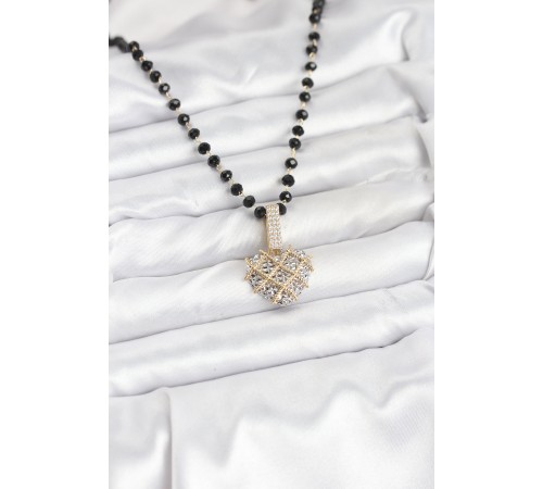 316L Çelik Zincir Kristal Boncuklu Kalpli Kadın Kolye - TJ-BKO10562