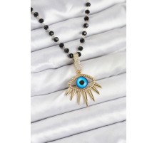 316L Çelik Zincir Kristal Boncuklu Göz Model Kadın Kolye - TJ-BKO10564