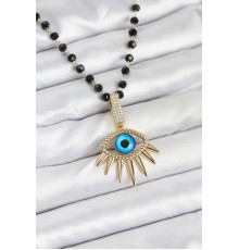 316L Çelik Zincir Kristal Boncuklu Göz Model Kadın Kolye - TJ-BKO10564