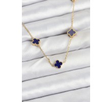 316L Çelik Zincir Gold Renk Lacivert Baby Boy Yonca Kadın Kolye - TJ-BKO10573