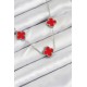 316L Çelik Zincir Gümüş Kırmızı Renk Yonca Kadın Kolye - TJ-BKO10586