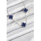 316L Çelik Zincir Gümüş Lacivert Renk Yonca Kadın Kolye - TJ-BKO10587