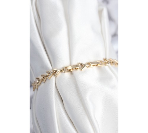 Pirinç VIP Seri Gold Zirkon Taşlı Balık Sırtı Model Kadın Bileklik - TJ-BB7921