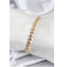 Pirinç VIP Seri Gold Zirkon Taşlı Balık Sırtı Model Kadın Bileklik - TJ-BB7921