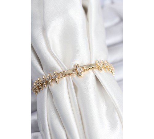 Pirinç VIP Seri Gold Renk Sıralı Damla Model Kadın Bileklik - TJ-BB7922