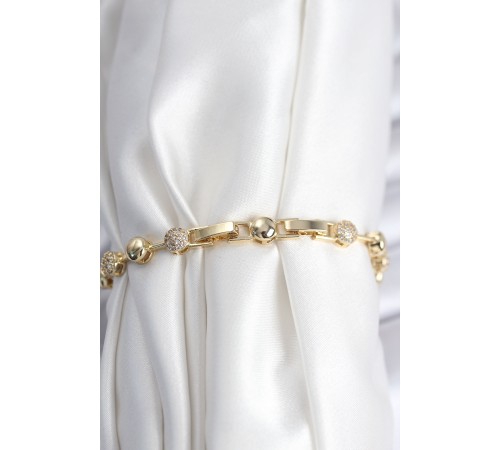 Pirinç VIP Seri Gold Renk Topçuk Model Kadın Bileklik - TJ-BB7923