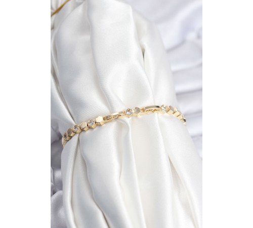 Pirinç VIP Seri Gold Renk Petek Model Kadın Bileklik - TJ-BB7925