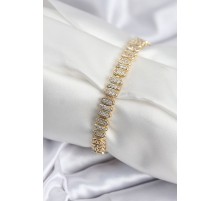 Pirinç VIP Seri Gold Renk Oval Sıralı Kadın Bileklik - TJ-BB7926