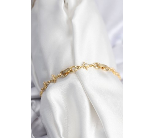 Pirinç VIP Seri Gold Renk Sıralı Kutup Yıldızı Kadın Bileklik - TJ-BB7927