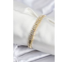 Pirinç VIP Seri Gold Renk Zirkon Taşlı Arpa Model Kadın Bileklik - TJ-BB7928