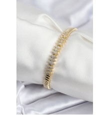 Pirinç VIP Seri Gold Renk Zirkon Taşlı Arpa Model Kadın Bileklik - TJ-BB7928