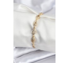 Pirinç VIP Seri Gold Renk Sıralı Damla Model Kadın Bileklik - TJ-BB7932
