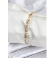 Pirinç VIP Seri Gold Renk Sıralı Damla Model Kadın Bileklik - TJ-BB7932