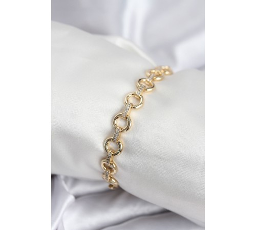 Pirinç VIP Seri Gold Renk Sıralı Halka Model Kadın Bileklik - TJ-BB7933