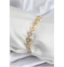 Pirinç VIP Seri Gold Renk Sıralı Kalp Model Kadın Bileklik - TJ-BB7935